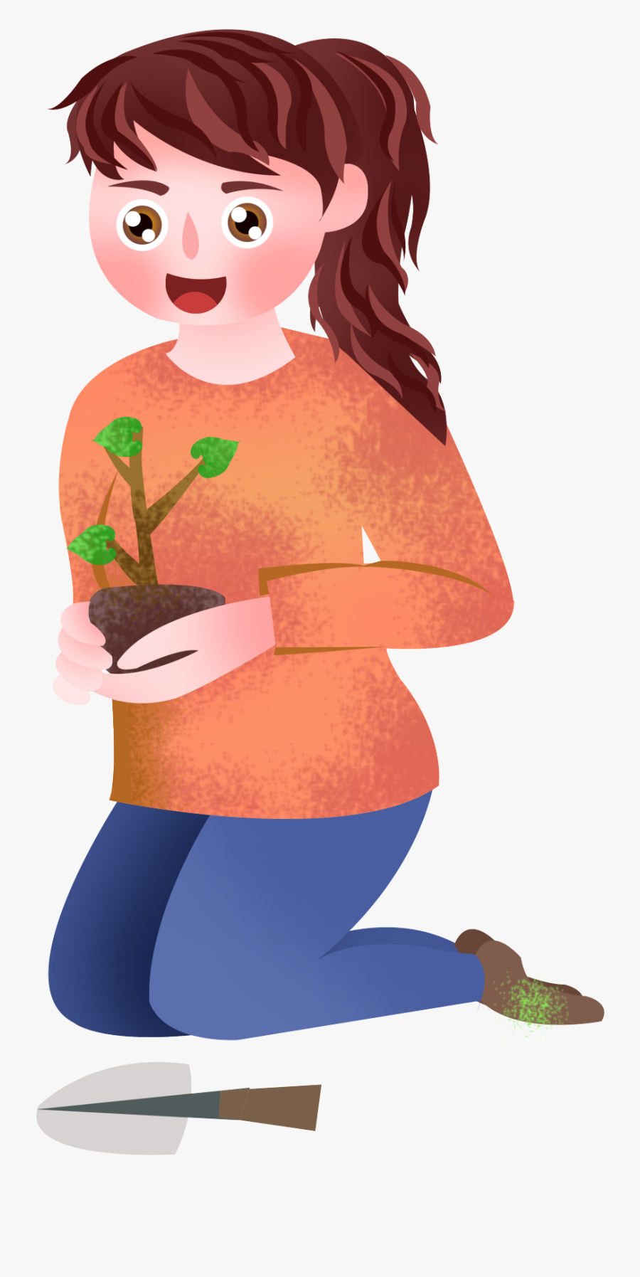 Hand Painted Illustration Character Girl Png And Psd - Cartoon, Transparent Clipart