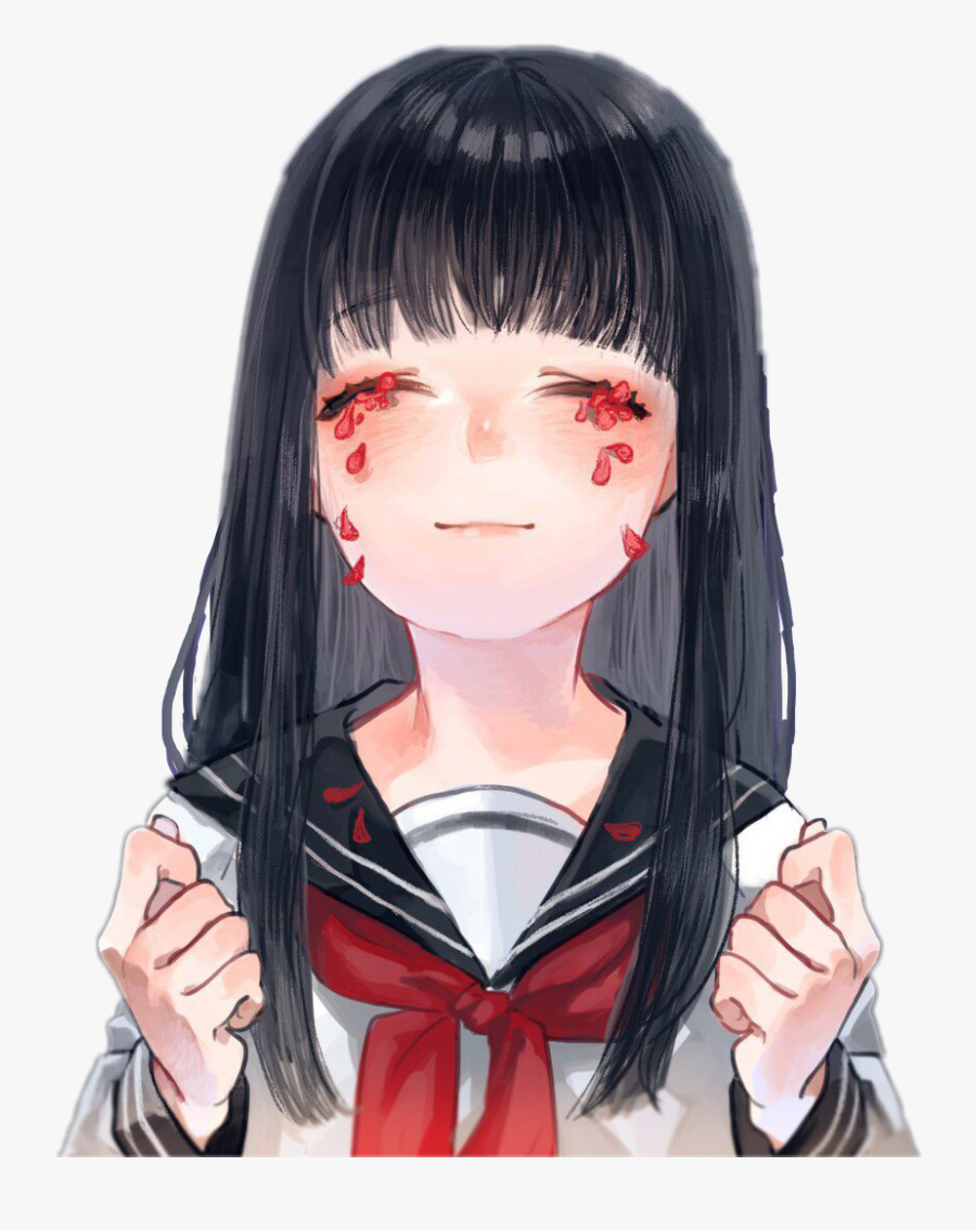 #art #anime #animegirl #cry #school #schoolgirl #black - Anime Girl Crying Black And White, Transparent Clipart