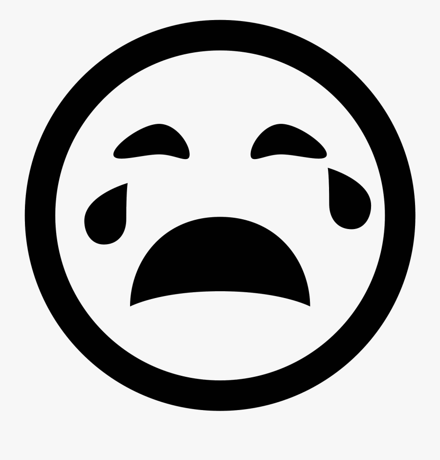 Crying Transparent Black And White - Crying Face Icon Png, Transparent Clipart