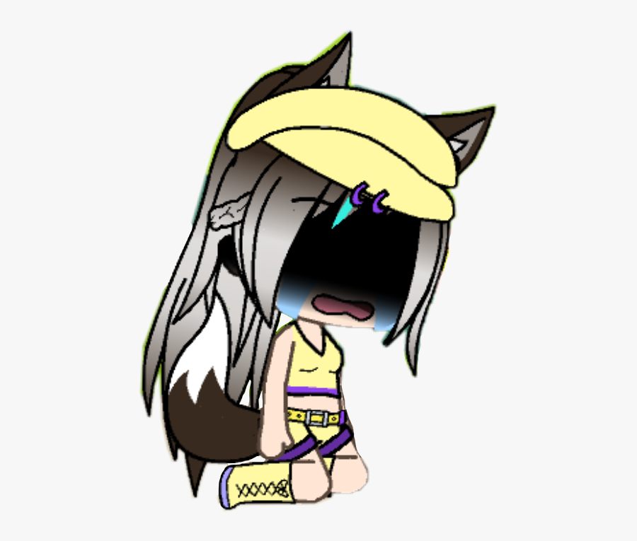 #girl #sad #cry #crying #wolf #depression #gachalife - Gacha Life Sad Wolf, Transparent Clipart