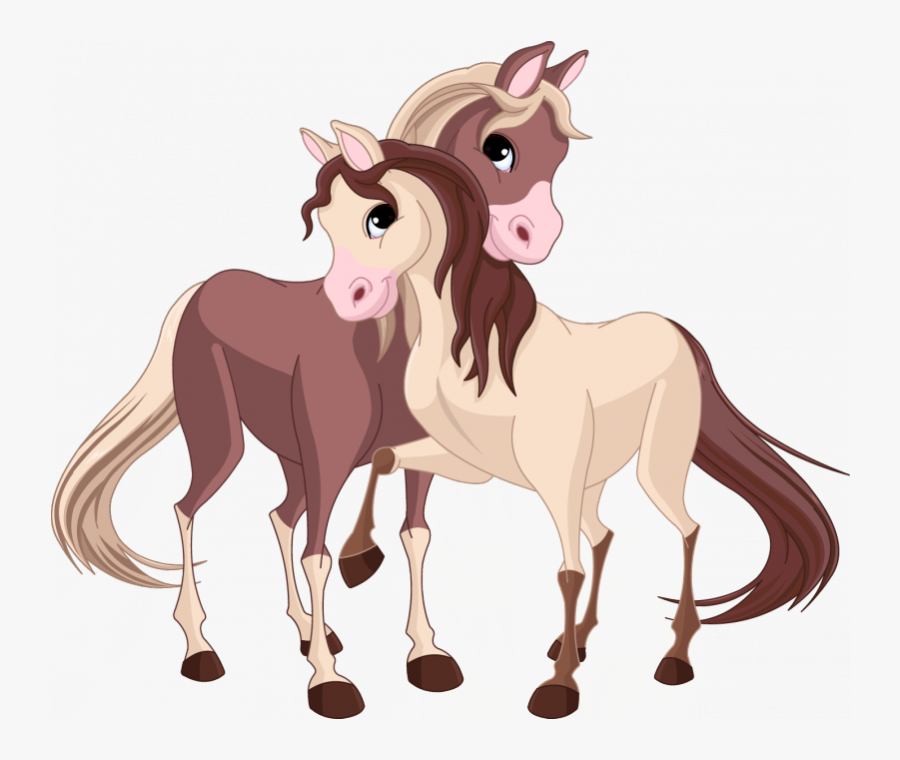 Cute Cartoon Horses - Two Horses Clipart, Transparent Clipart