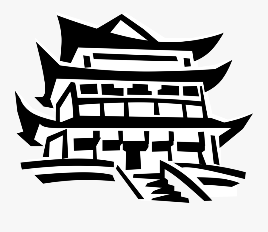 Vector Illustration Of Asian Japanese Or Chinese Pagoda - Chinese Pagoda, Transparent Clipart