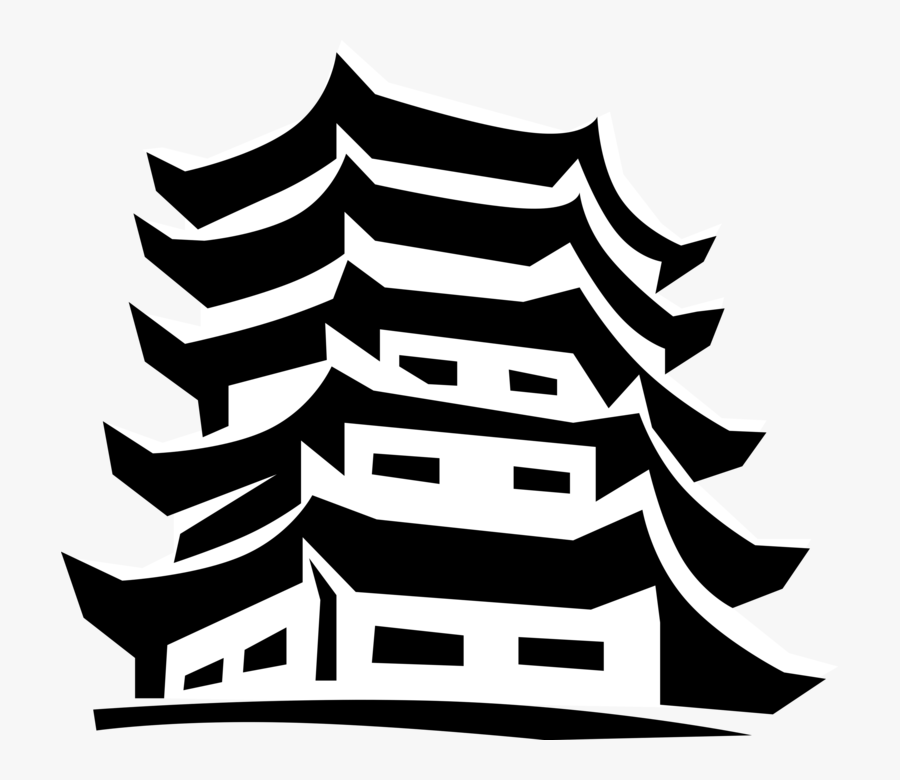 Vector Illustration Of Asian Japanese Or Chinese Pagoda - Asia Building Vector Png, Transparent Clipart