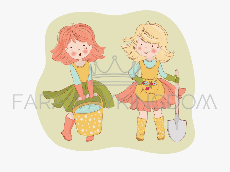 Garden Friends Woman Gardening Care Vector Illustration - Cartoon Spring Season, Transparent Clipart