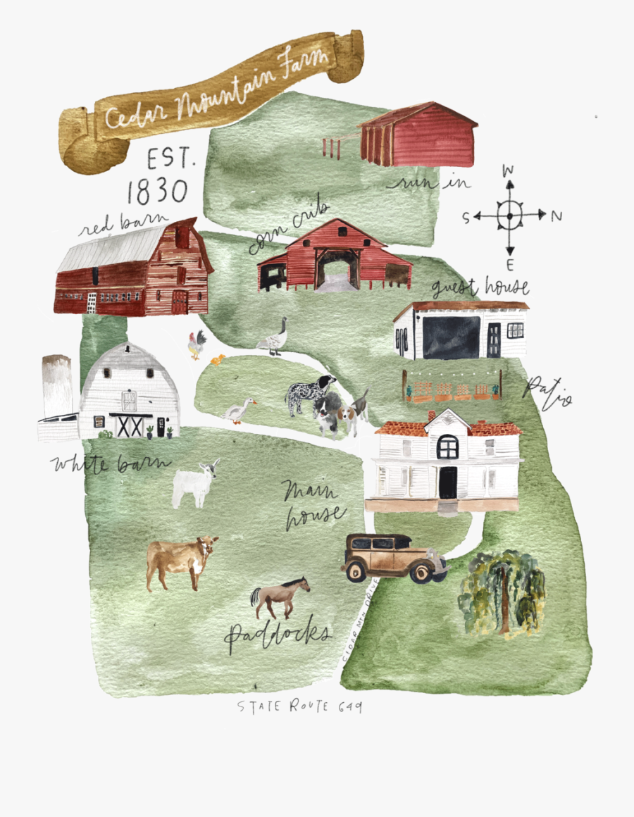 The Farm At Cedar Mountain Map Edited - House, Transparent Clipart