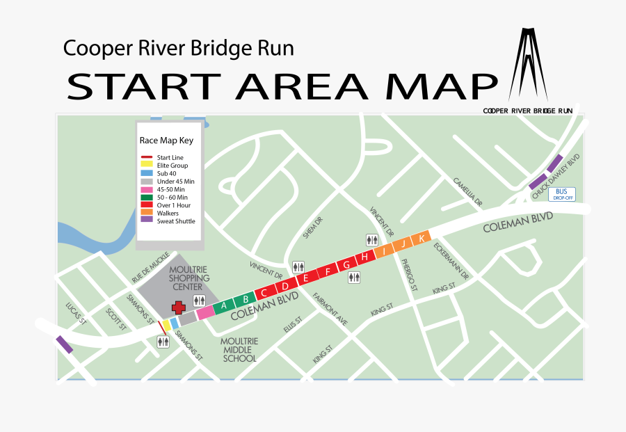 Cooper River Bridge Run Start Line - Cooper River Bridge Run Route, Transparent Clipart