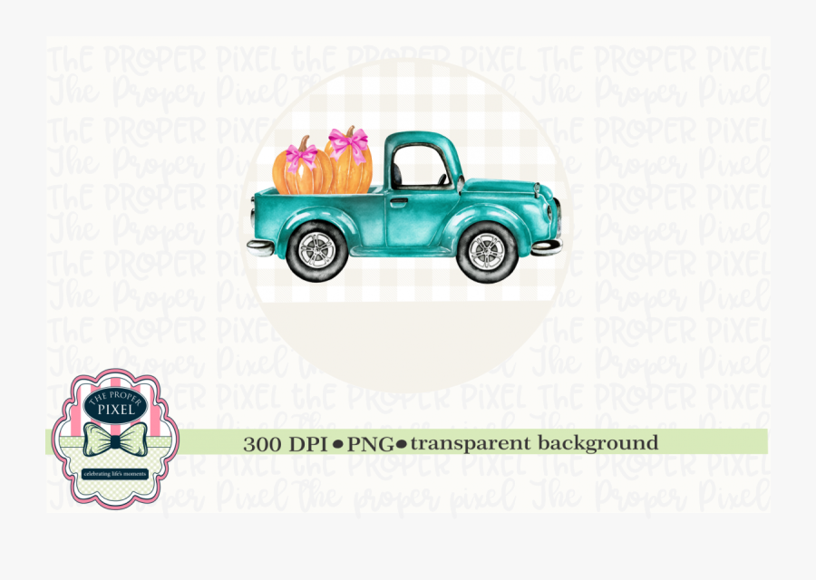 Truck With Pumpkins And Bows Sublimation Design, Printable - Christmas Tree In Pickup Printable, Transparent Clipart