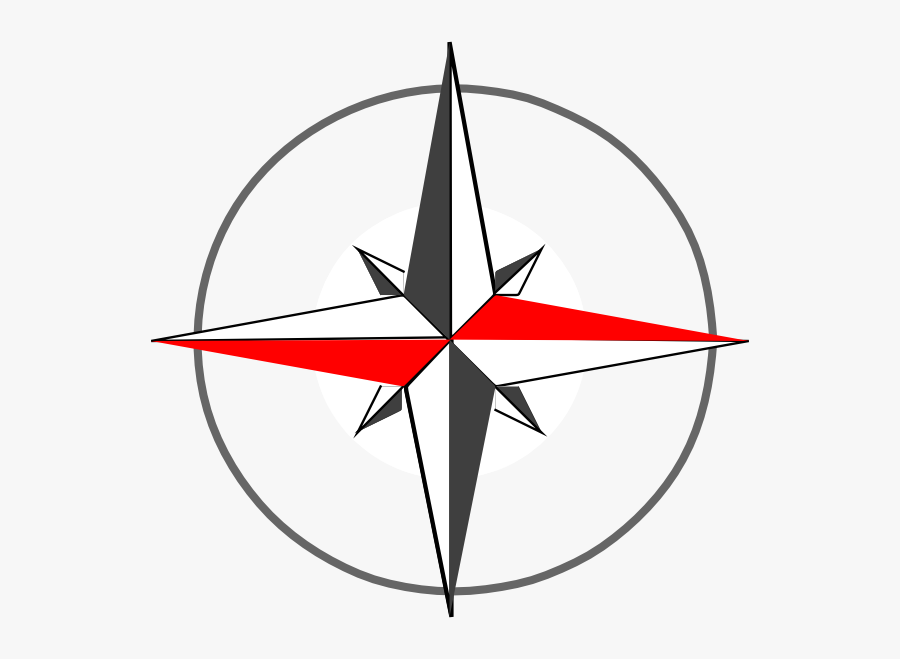 Red Gray Compass 5 Svg Clip Arts - Compass Rose, Transparent Clipart