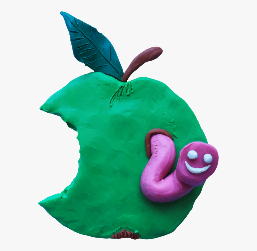 Worm Plasticine Illustration Bite - Plasticine Apple, Transparent Clipart