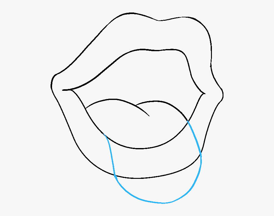 How To Draw Mouth And Tongue - Line Art, Transparent Clipart