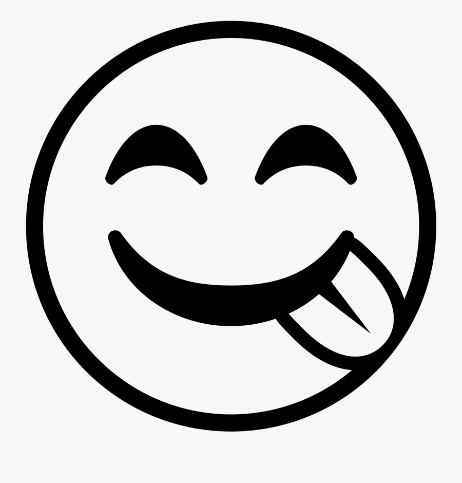 File Emojione Bw 1f60b Svg Wikimedia Commons - Black And White Tongue Clipart, Transparent Clipart