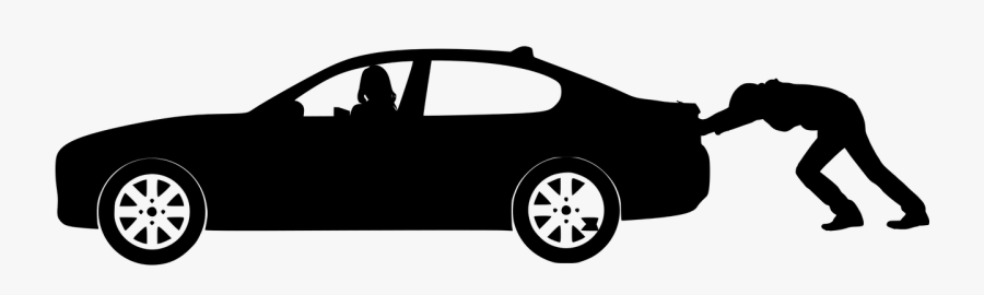 Broken Down Car With Man Pushing It Pillar - Broken Down Car Png, Transparent Clipart