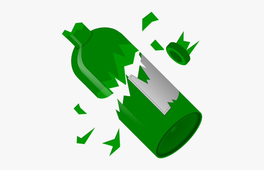 Broken To Pieces Green Bottle Vector Graphics - Breaking Of Glass Clipart, Transparent Clipart