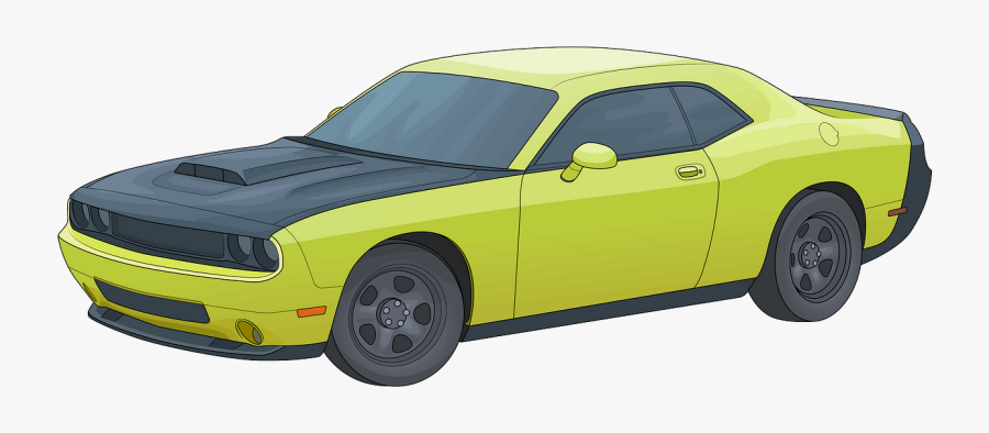 Yellow And Black Muscle Car, Transparent Clipart
