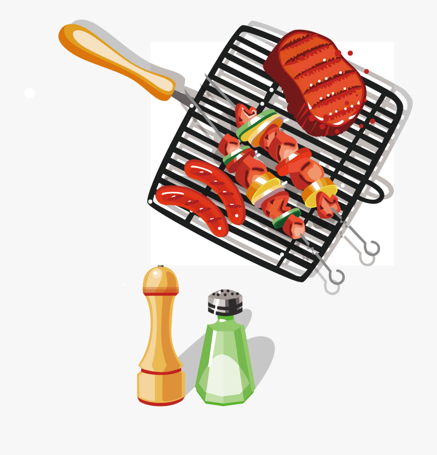 Grilled Food Clipart Grill Utensil - Food On Grill Clipart, Transparent Clipart