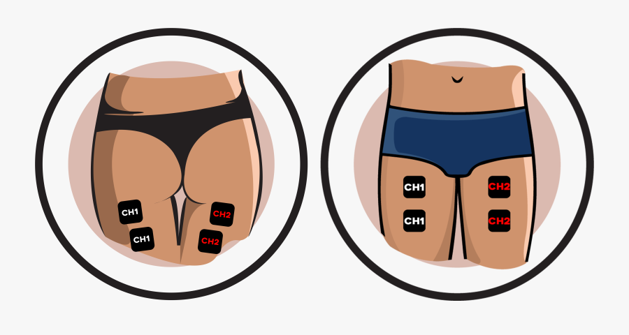 Thigh Electrode Pad Placement Clipart , Png Download - Electrode Placement For Foot Pain, Transparent Clipart