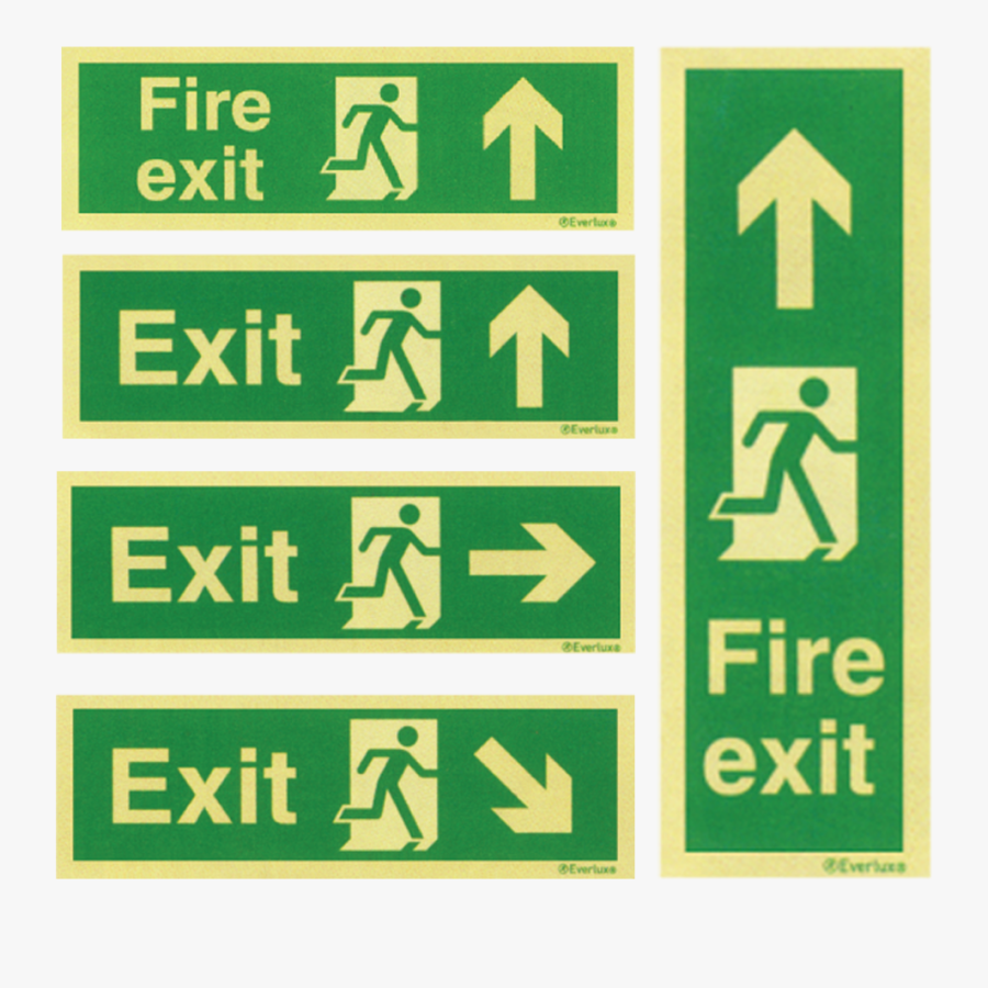 Fire Exit Signs, Transparent Clipart
