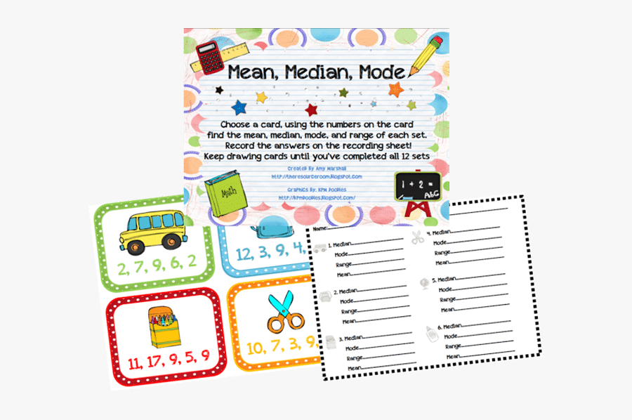 Mean, Median, Mode School Cards - Instructional Materials For Mean Median And Mode, Transparent Clipart