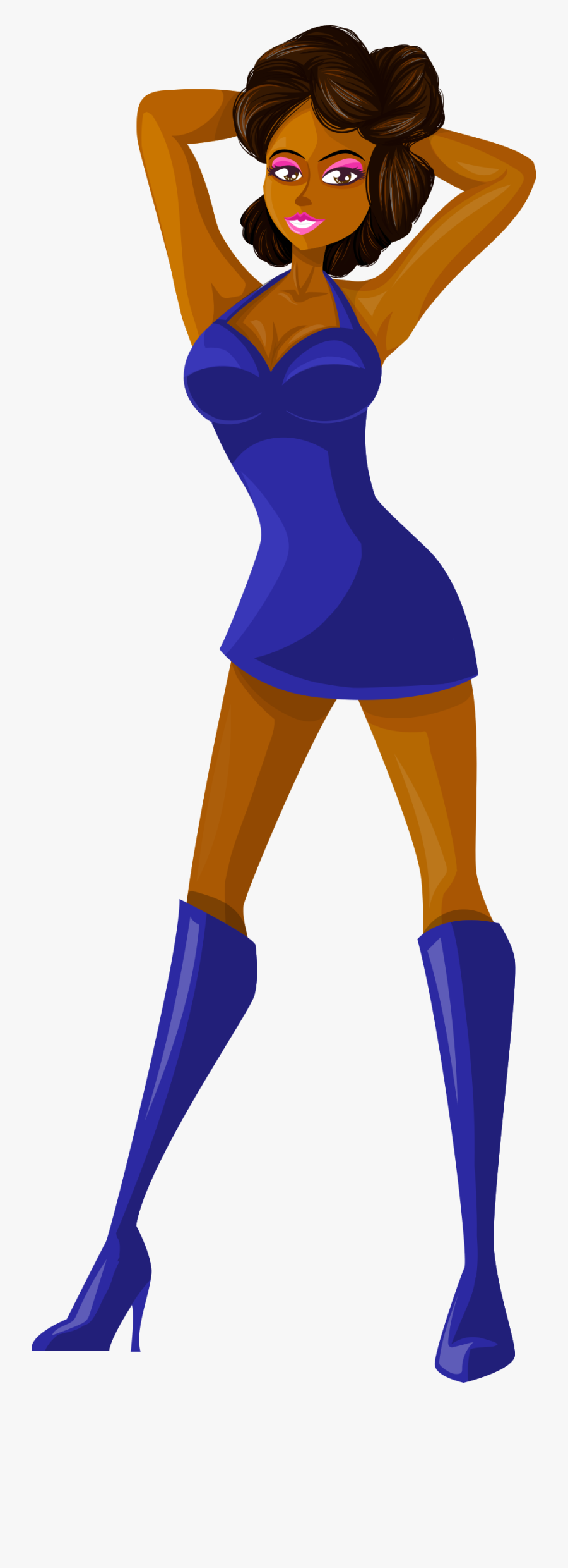 Young Lady Brown Hair - Dark Skin, Transparent Clipart