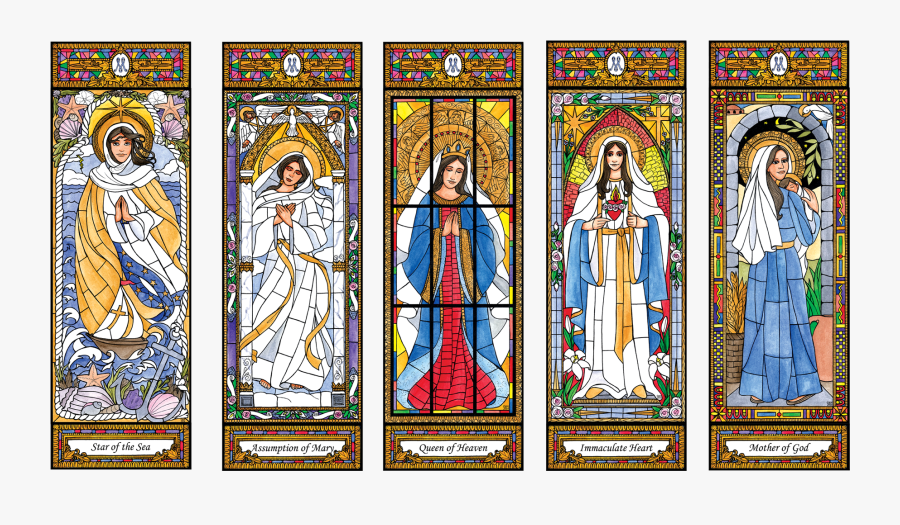 Vidriera Virgen Maria - Mary Bulletin Board Sets, Transparent Clipart