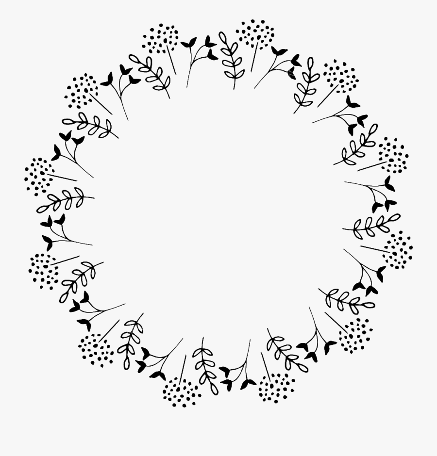 Clip Art Floral Wreath Black And White - Circle, Transparent Clipart