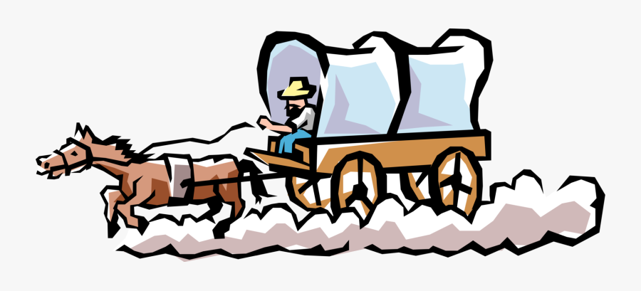 Vector Illustration Of Old West Chuck Wagon Or Chuckwagon - Oregon Trail Wagon Clipart, Transparent Clipart