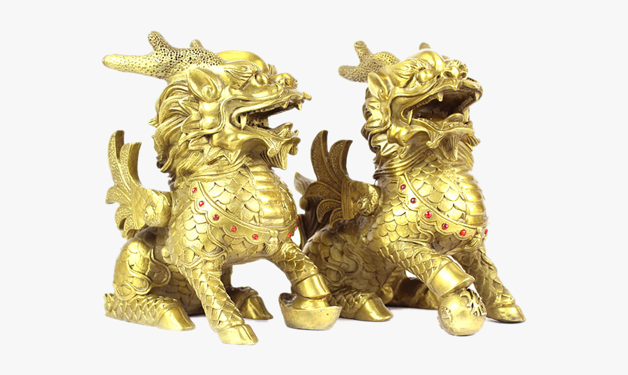 Clip Art Qilin Copper Golden Transprent - กิเลน หิน แกะ สลัก, Transparent Clipart