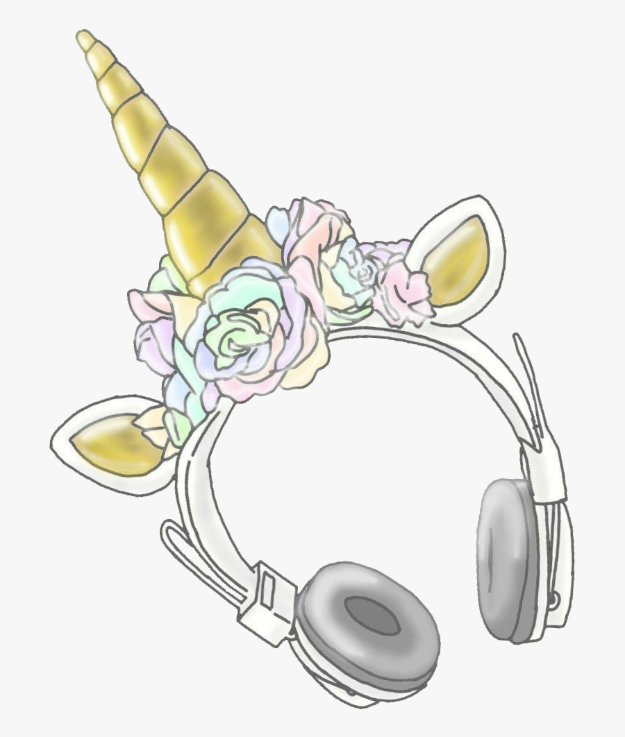 #unicorn #headphones #rose #crown #flower #flowercrown, Transparent Clipart