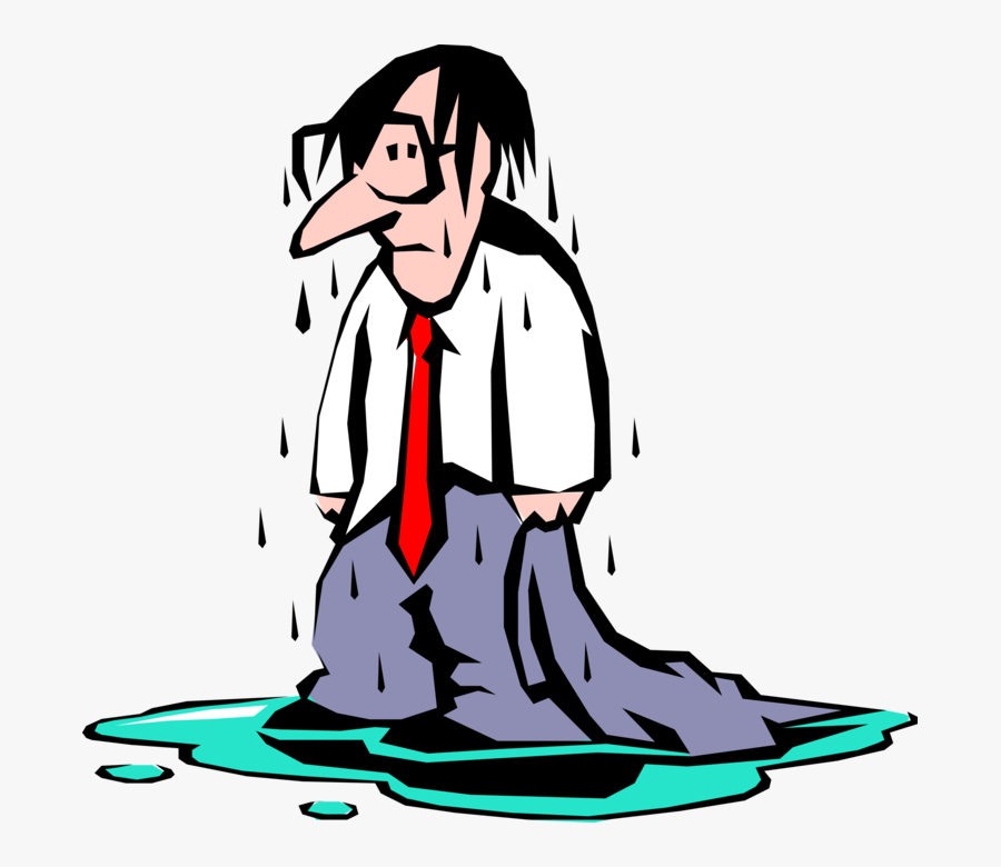 Vector Illustration Of Rain Soaked Businessman Proves Wet Clipart Png
