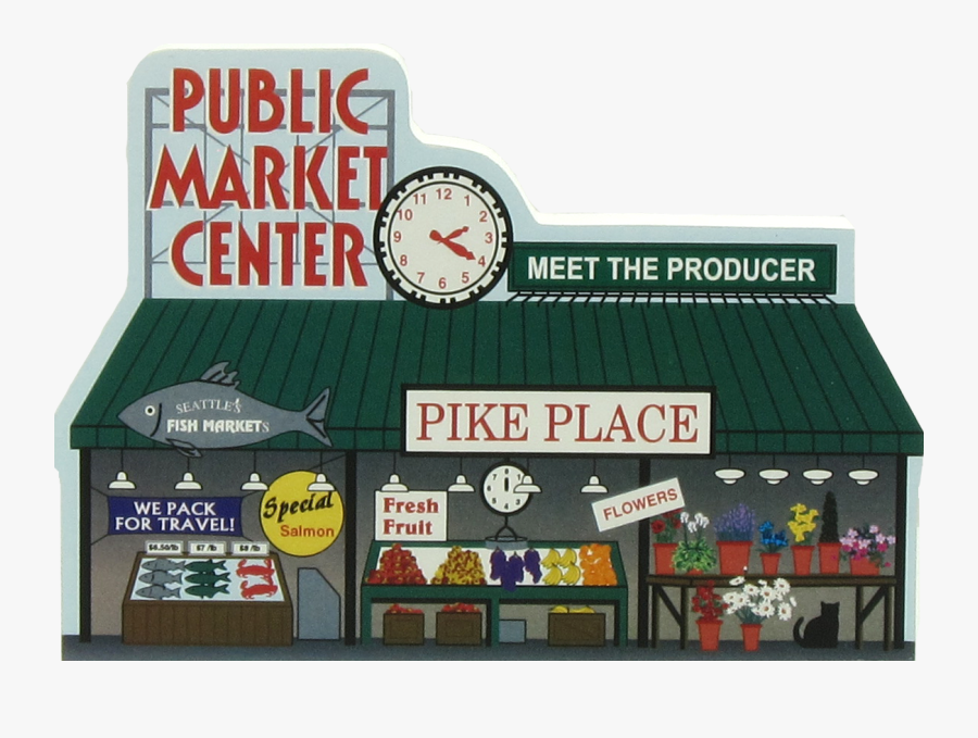 Place Clipart Public Place - Pikes Place Market Cartoon, Transparent Clipart