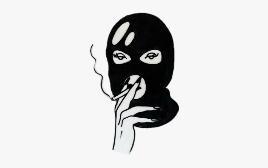 #skimask #girl #girlgang #cigarette #cig #blackandwhite - Ski Mask Girl Tattoo, Transparent Clipart