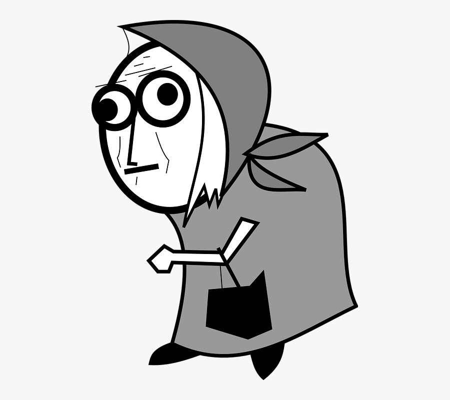 Woman, Old, Shopping, Person - Creepy Old Lady Cartoon, Transparent Clipart