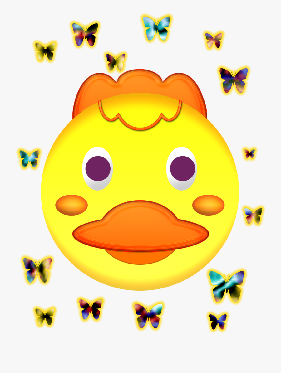 Duck Face And Butterflies - Smiley, Transparent Clipart