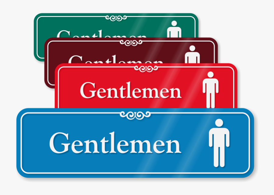 Gentlemen With Male Pictogram Restroom Showcase Wall - Call Center Signs, Transparent Clipart