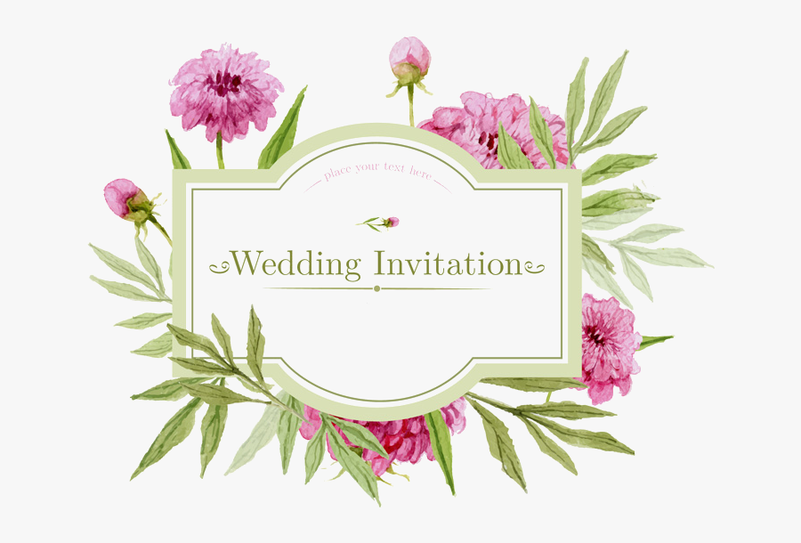 Watercor Floral Wedding Invitations, Transparent Clipart