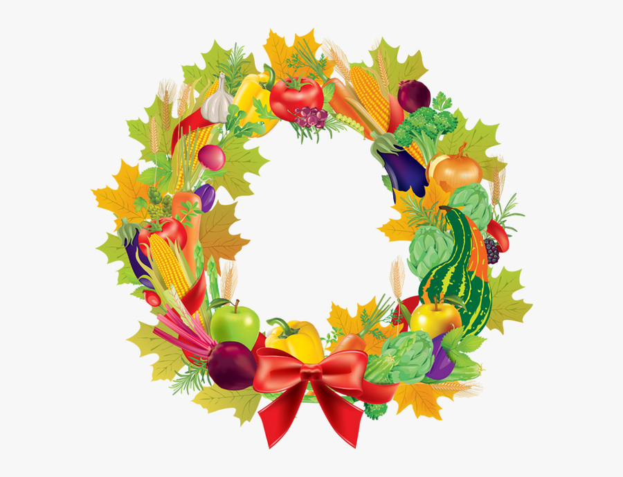 Vegetables Clipart Wreath - Corona De Frutas Y Verduras, Transparent Clipart