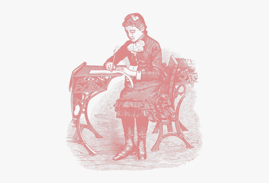 Pink,visual Arts,art - Victorian School Girl Drawing, Transparent Clipart