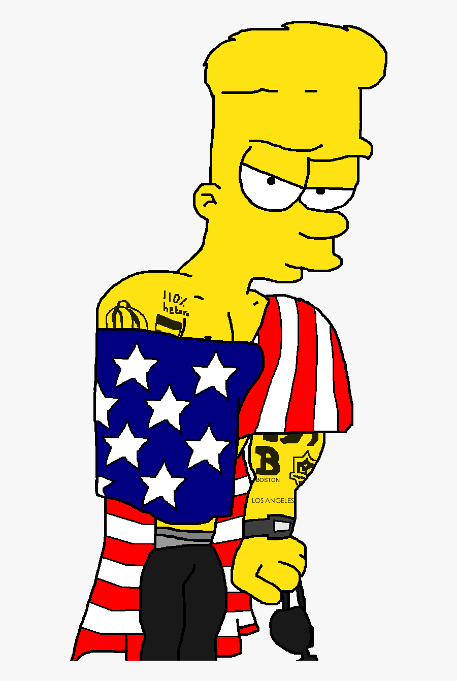 Sexy Muscle Bart Simpson With American Flag By Dgm-art - Sexy Bart Simpson, Transparent Clipart