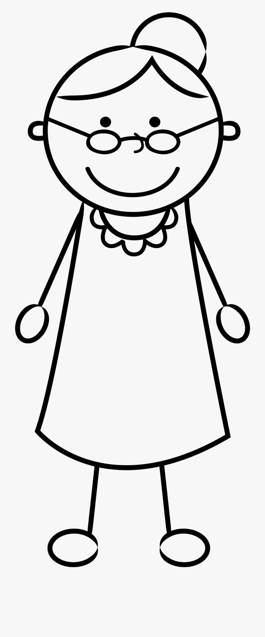 #freetoedit #stickman #grandma #female #elder - Grandma Clipart Black And White, Transparent Clipart