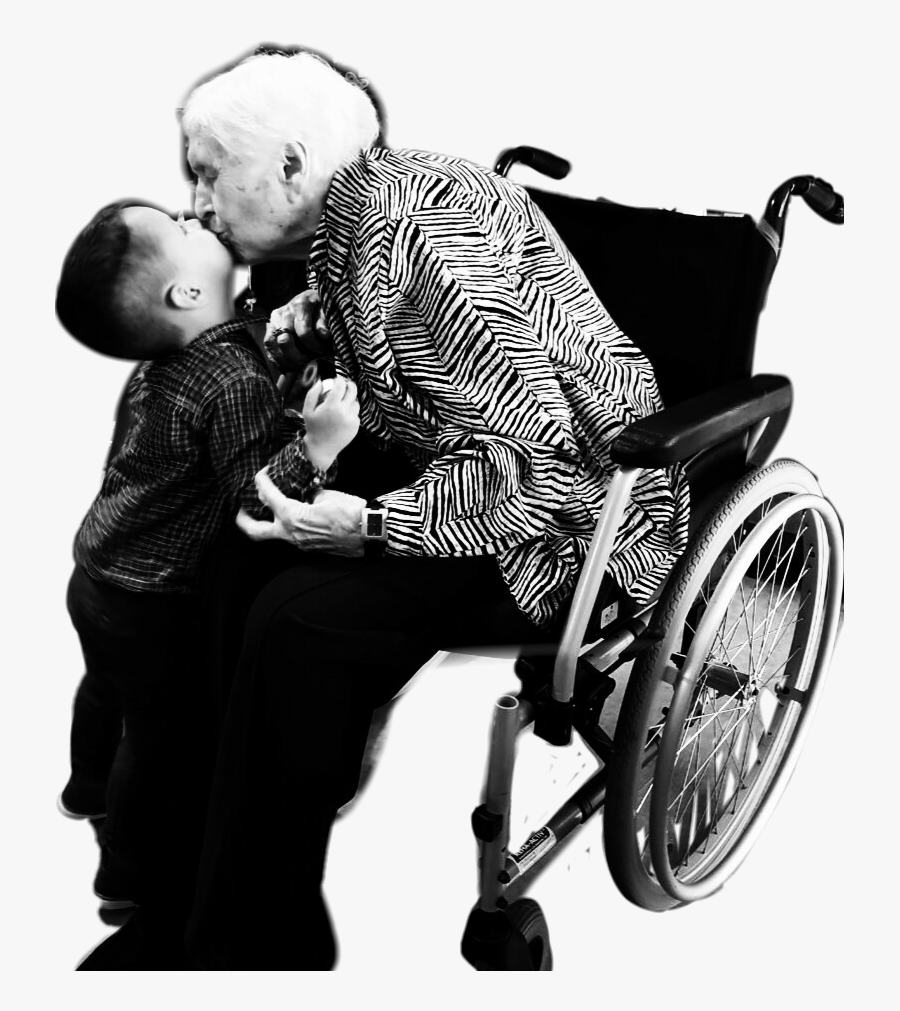 #wheelchair #grandma #grandkid #grandparentlove - Grandma In Wheelchair Png, Transparent Clipart