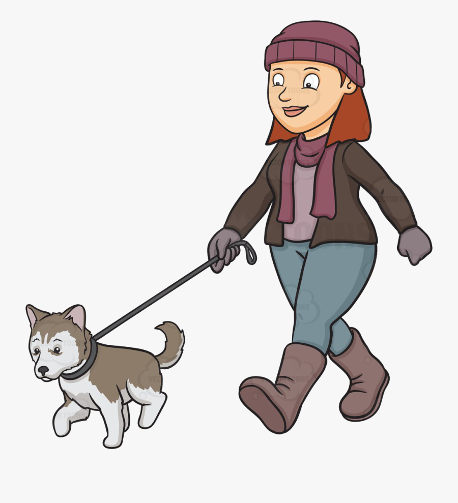 Puppy Cartoon Clipart At Free For Personal Use Transparent - Woman Walking Dog Clipart, Transparent Clipart