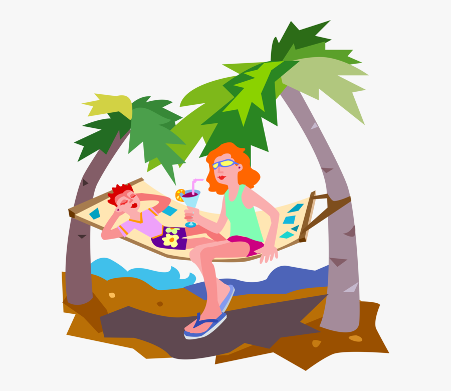 In Summer Sun Vector Image Illustration Of - Hammock Clipart, Transparent Clipart
