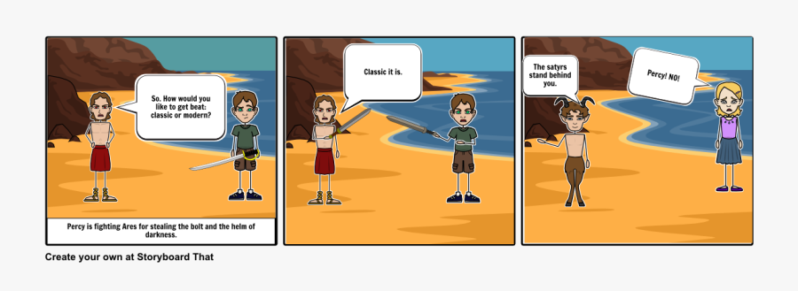 Percy Jackson Fights Ares Storyboard By Sagebushstone - Percy Jackson Fighting Ares, Transparent Clipart