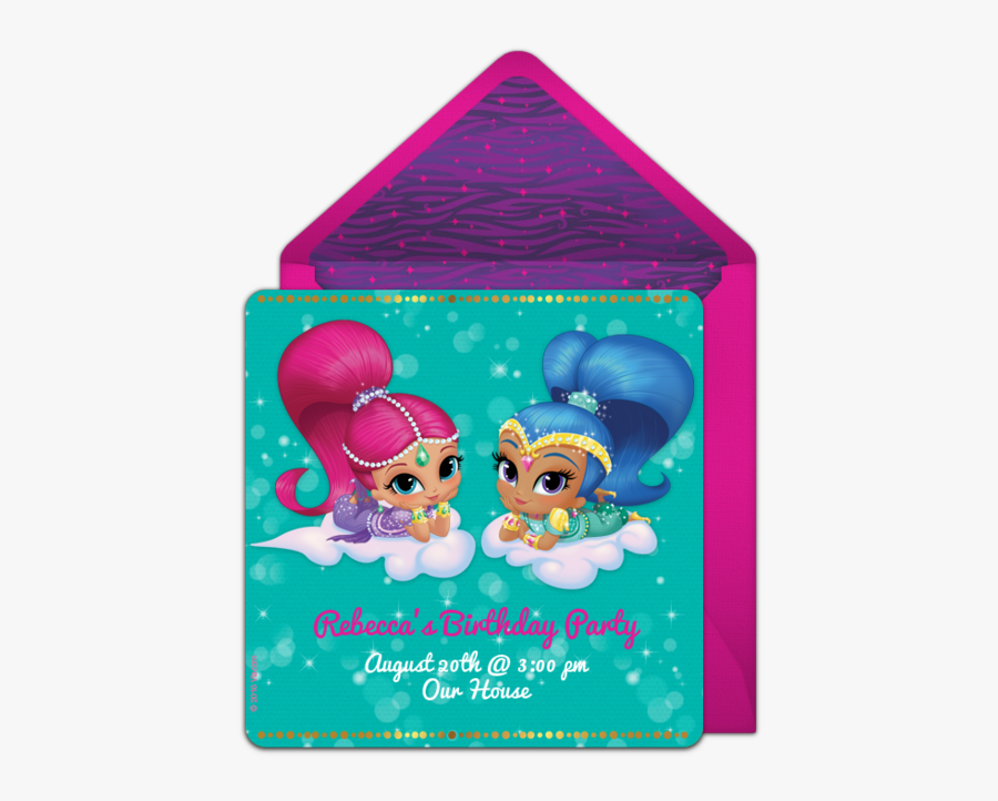 Shimmer And Shine Online Birthday Invitations, Transparent Clipart