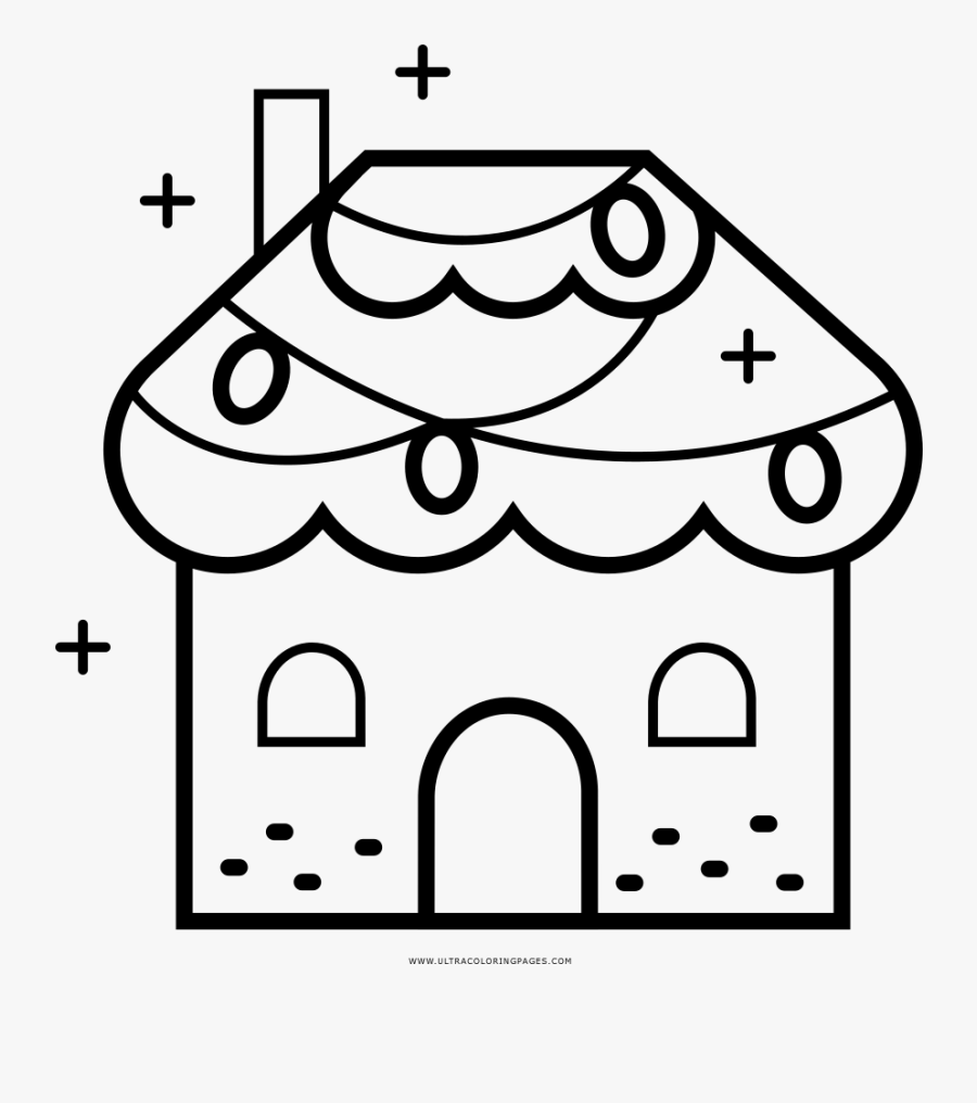 Gingerbread House Coloring Page, Transparent Clipart