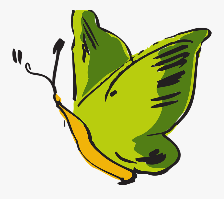 Green Butterfly Svg Clip Arts - Uçan Kelebek Resmi Çizim, Transparent Clipart