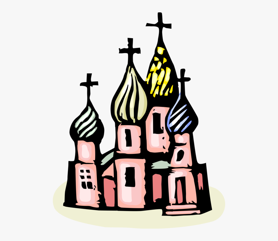 Vector Illustration Of St Basil"s Christian Church - Russian Building Clipart, Transparent Clipart
