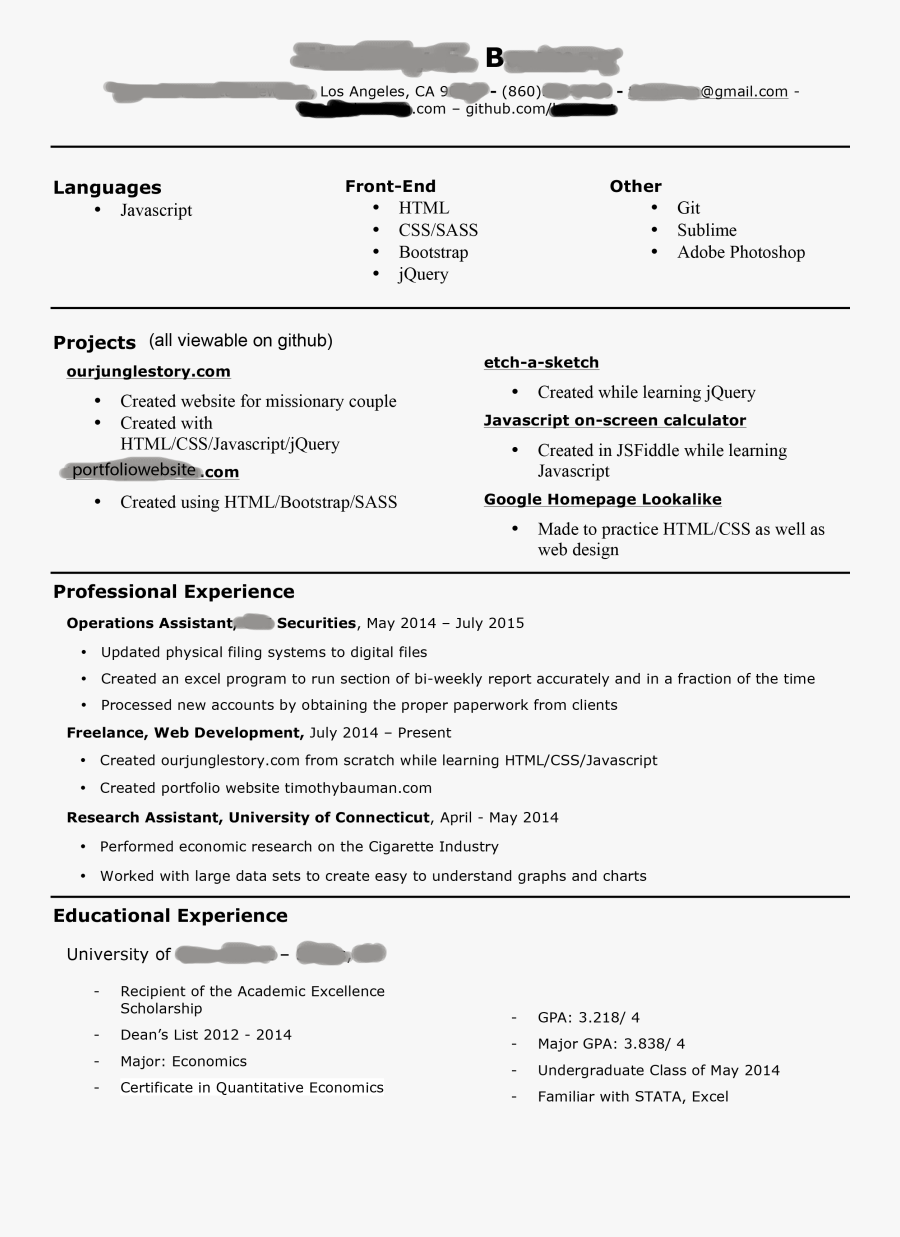 Junior Front End Cv, Transparent Clipart