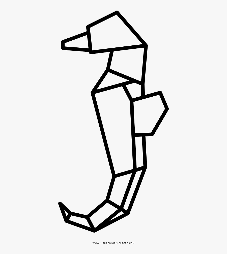 Seahorse Coloring Page - Geometric Seahorse, Transparent Clipart