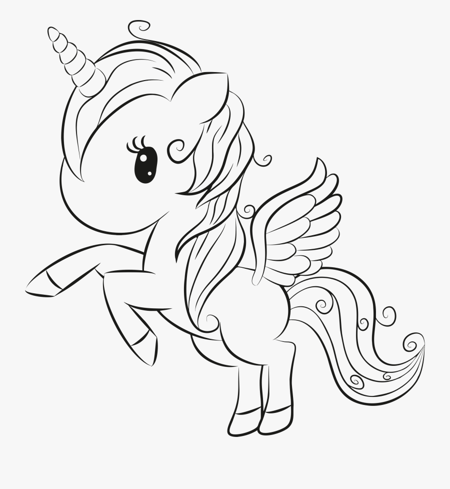 Unicorn Coloring Pages - Cute Unicorn Coloring Pages, Transparent Clipart